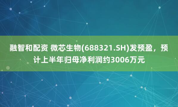 融智和配资 微芯生物(688321.SH)发预盈，预计上半年归母净利润约3006万元